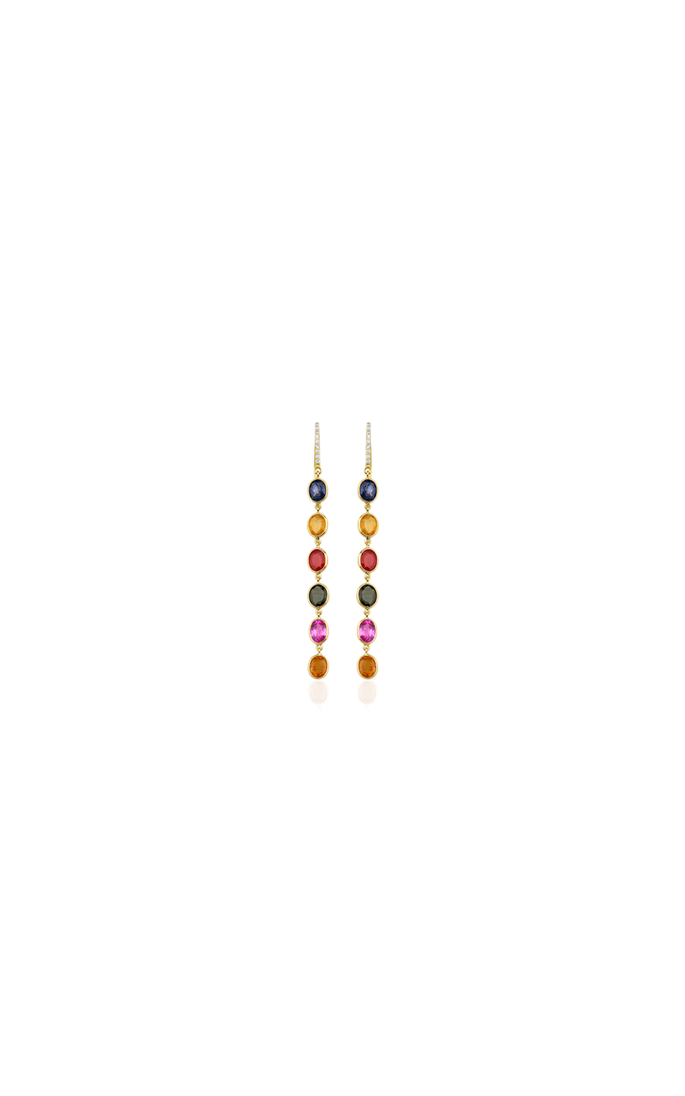 Oval Rainbow Sapphire Long Earring