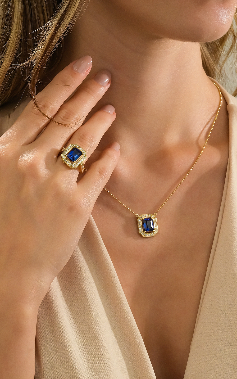 Octagon Sapphire Diamond Necklace