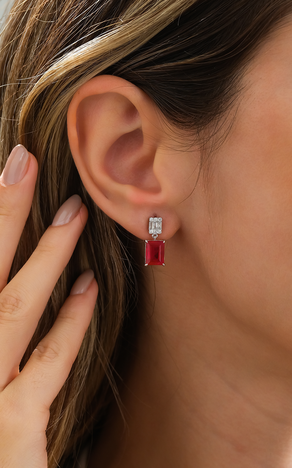 Ruby Coronet Diamond Earring