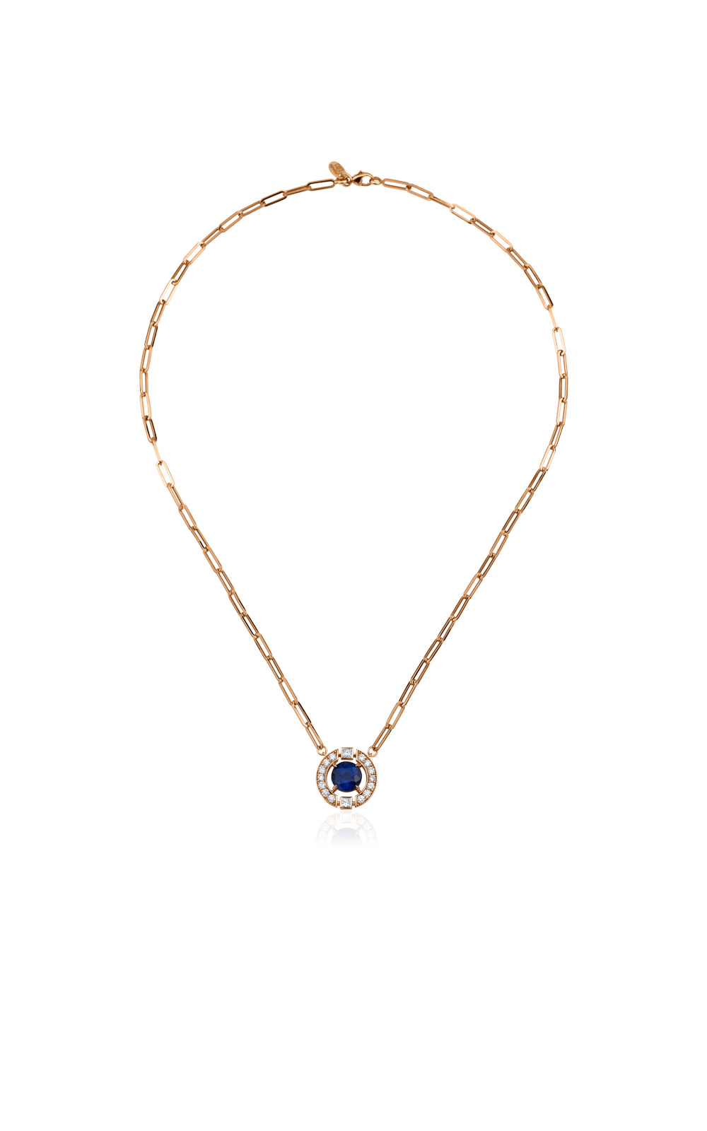 Sapphire Diamond Round Necklace